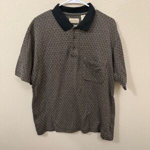 Vintage St Johns Bay Mens Short Sleeve Polo Shirt Size Large Diamond Pattern